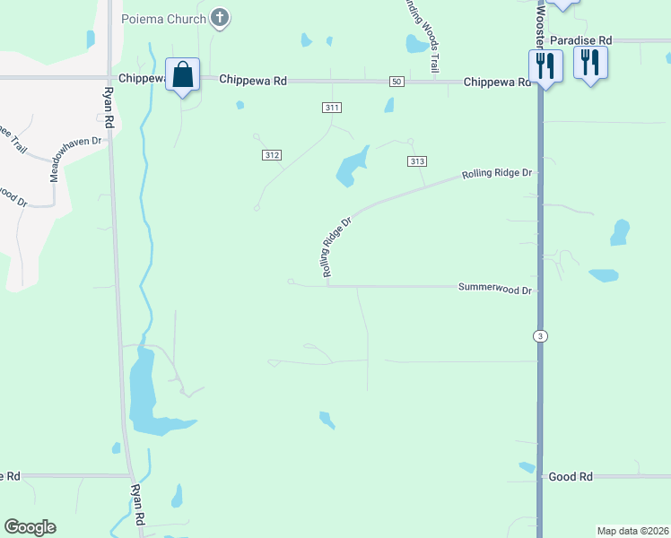 map of restaurants, bars, coffee shops, grocery stores, and more near 5325 Summerwood Drive in Seville