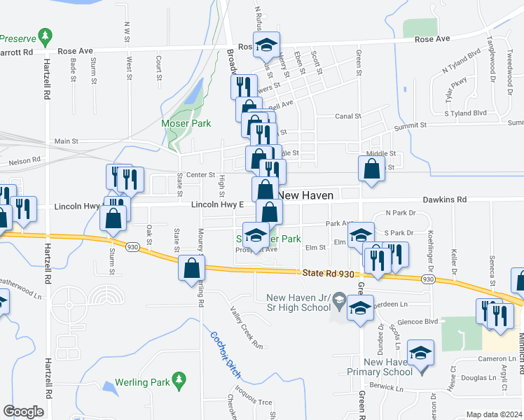 map of restaurants, bars, coffee shops, grocery stores, and more near 706 Broadway Street in New Haven
