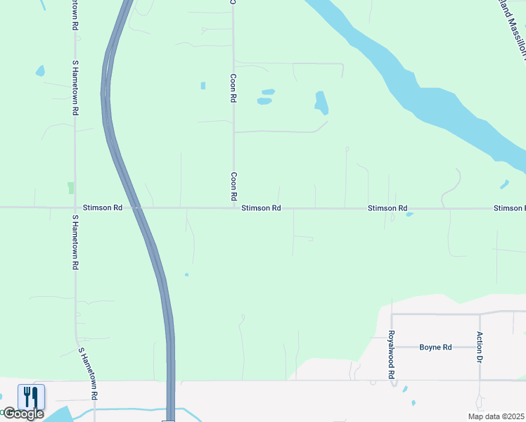 map of restaurants, bars, coffee shops, grocery stores, and more near 3672 Stimson Road in Norton