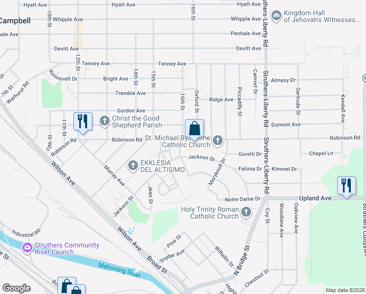map of restaurants, bars, coffee shops, grocery stores, and more near 20 Blackburn Street in Campbell