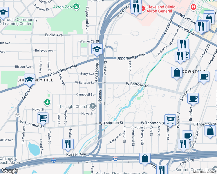 map of restaurants, bars, coffee shops, grocery stores, and more near in Summit County
