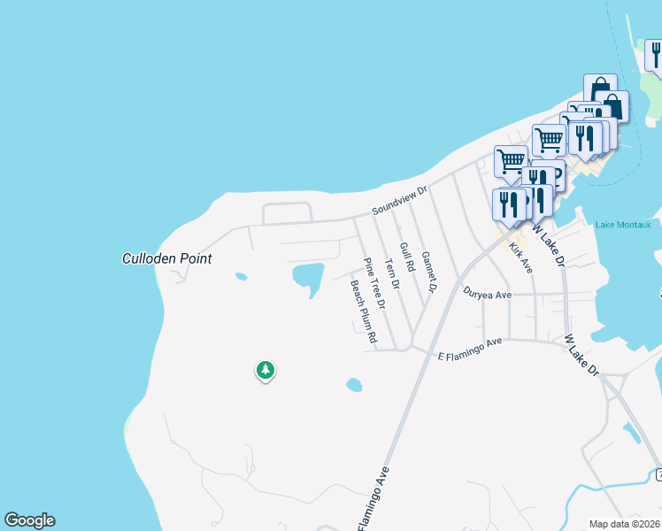 map of restaurants, bars, coffee shops, grocery stores, and more near 15 Cranberry Road in Montauk