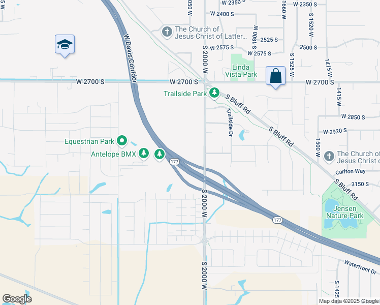 map of restaurants, bars, coffee shops, grocery stores, and more near 3034 South 2000 West in Syracuse