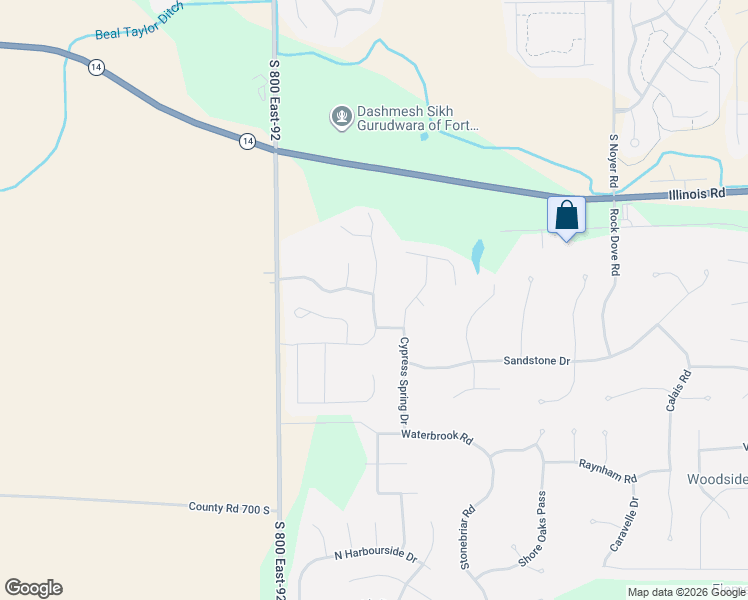map of restaurants, bars, coffee shops, grocery stores, and more near 1517 Jacobs Drive in Fort Wayne