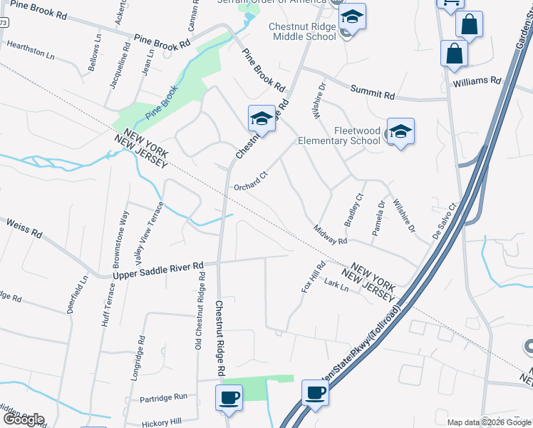 map of restaurants, bars, coffee shops, grocery stores, and more near 12 Capri Drive in Spring Valley