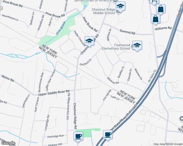 map of restaurants, bars, coffee shops, grocery stores, and more near 12 Capri Drive in Spring Valley