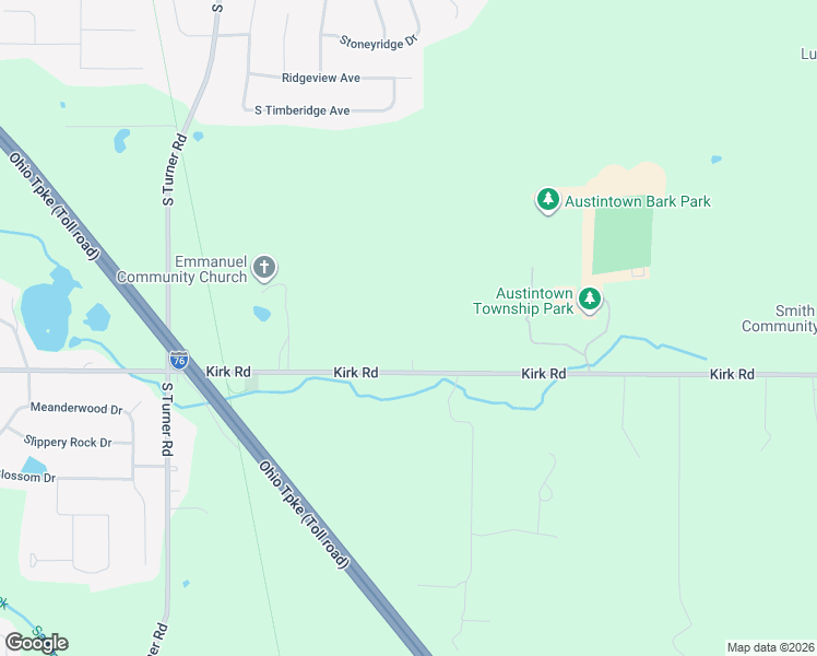map of restaurants, bars, coffee shops, grocery stores, and more near 6350 Kirk Road in Canfield