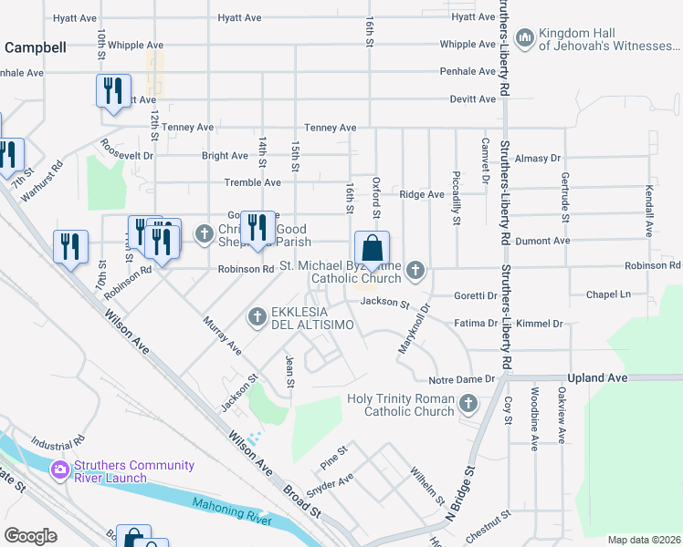 map of restaurants, bars, coffee shops, grocery stores, and more near 20 Blackburn Street in Campbell