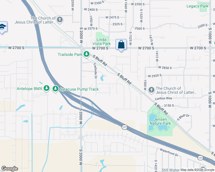 map of restaurants, bars, coffee shops, grocery stores, and more near 3010 1765 West in Syracuse