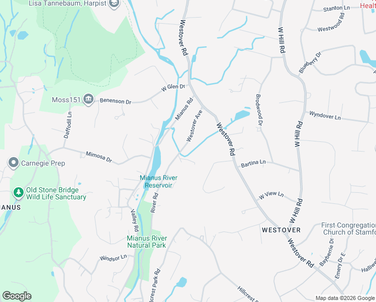 map of restaurants, bars, coffee shops, grocery stores, and more near 82 Westover Avenue in Stamford