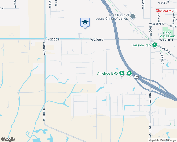 map of restaurants, bars, coffee shops, grocery stores, and more near 2591 West 2850 South in Syracuse