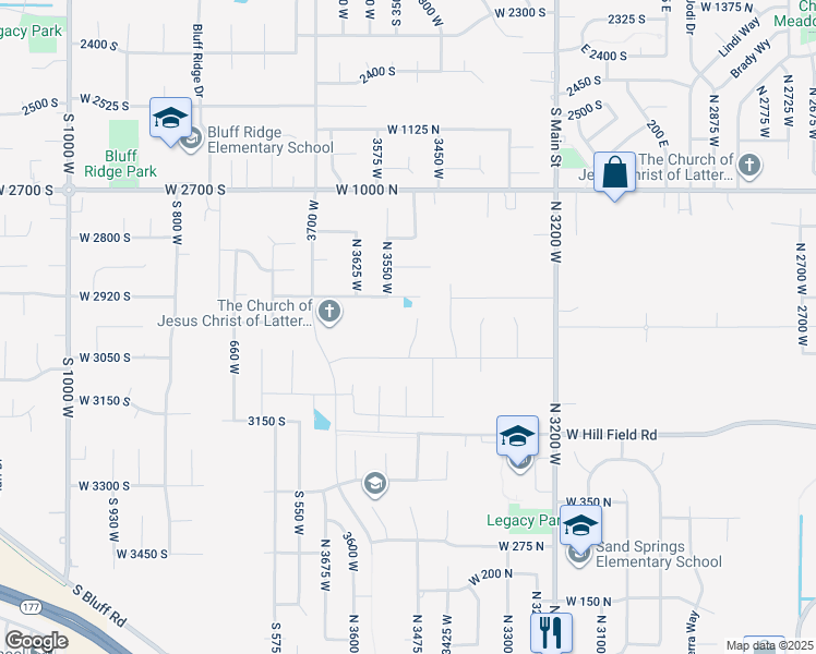 map of restaurants, bars, coffee shops, grocery stores, and more near 719 North 3500 West in Layton