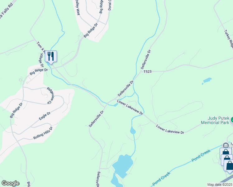 map of restaurants, bars, coffee shops, grocery stores, and more near 163 Sellersville Drive in East Stroudsburg
