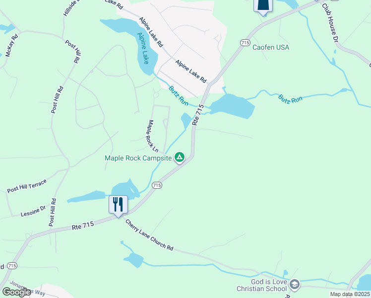 map of restaurants, bars, coffee shops, grocery stores, and more near Highway 715 in Monroe County