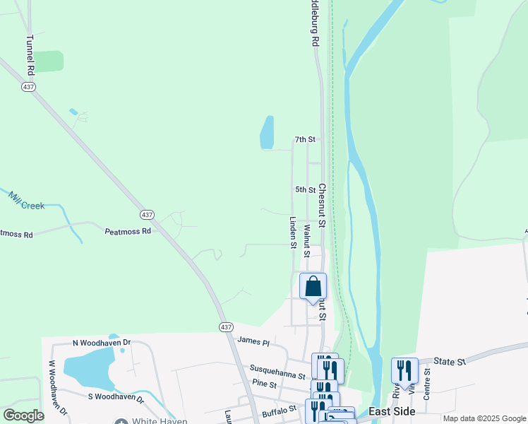map of restaurants, bars, coffee shops, grocery stores, and more near 70 Linden Street in White Haven