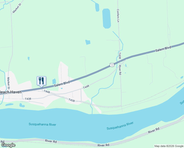 map of restaurants, bars, coffee shops, grocery stores, and more near Salem Boulevard in Berwick