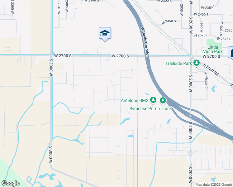 map of restaurants, bars, coffee shops, grocery stores, and more near 2591 West 2850 South in Syracuse