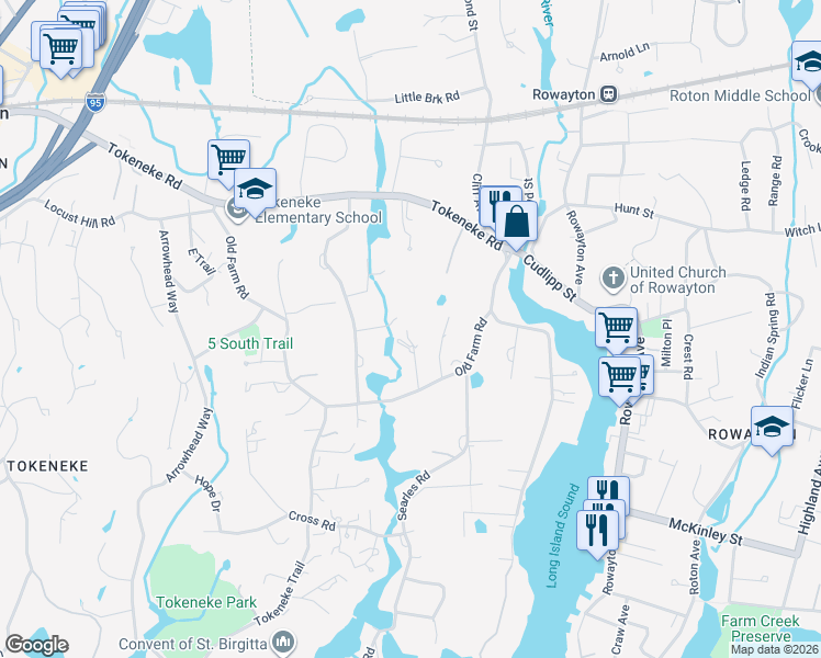 map of restaurants, bars, coffee shops, grocery stores, and more near 25 Pheasant Run in Darien