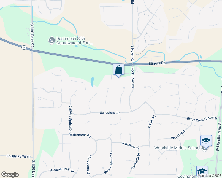 map of restaurants, bars, coffee shops, grocery stores, and more near 1500 Blackfoot Court in Fort Wayne