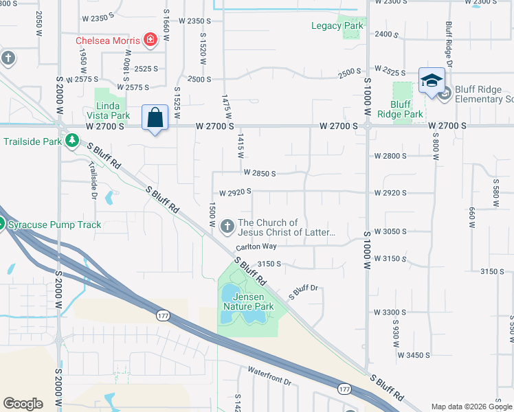 map of restaurants, bars, coffee shops, grocery stores, and more near 2955 South 1375 West in Syracuse