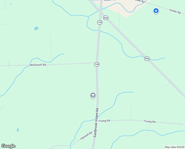 map of restaurants, bars, coffee shops, grocery stores, and more near 3205 Eastbrook Volant Road in Volant