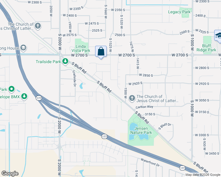 map of restaurants, bars, coffee shops, grocery stores, and more near 2955 South Bluff Road in Syracuse
