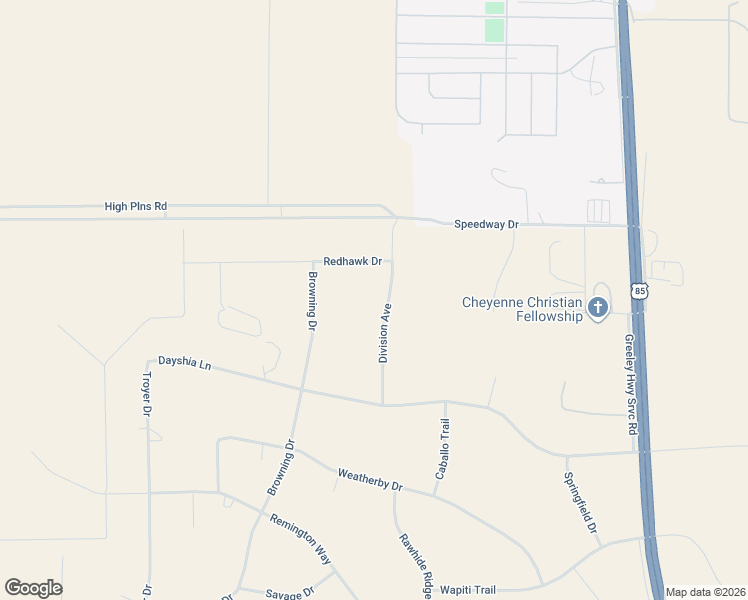 map of restaurants, bars, coffee shops, grocery stores, and more near 951 Redhawk Dr in Cheyenne