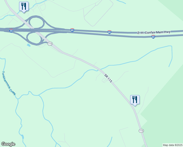 map of restaurants, bars, coffee shops, grocery stores, and more near Route 115 in Blakeslee
