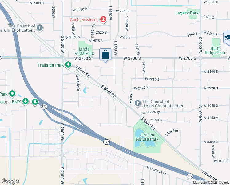 map of restaurants, bars, coffee shops, grocery stores, and more near 2955 South Bluff Road in Syracuse