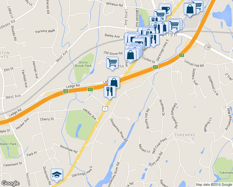 map of restaurants, bars, coffee shops, grocery stores, and more near 1292 Boston Post Road in Darien