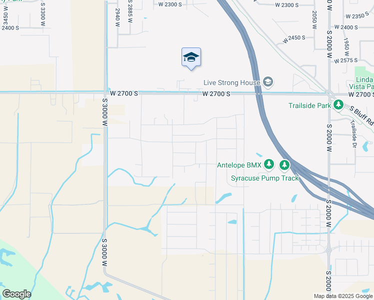 map of restaurants, bars, coffee shops, grocery stores, and more near 2638 West 2960 South in Syracuse
