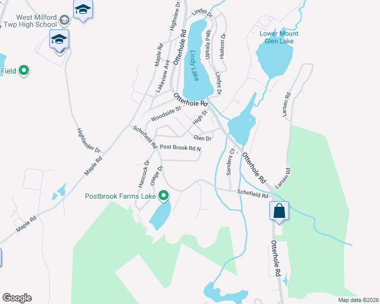 map of restaurants, bars, coffee shops, grocery stores, and more near 35 Post Brook Road North in West Milford