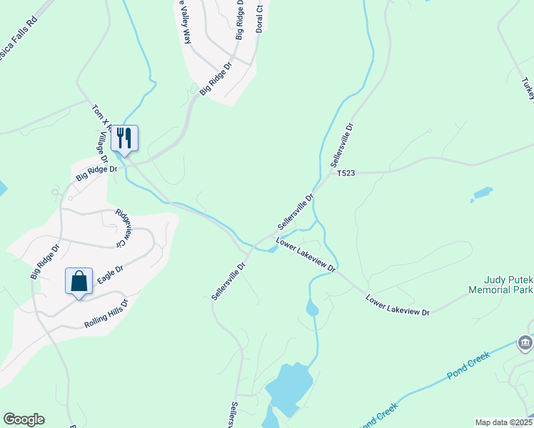 map of restaurants, bars, coffee shops, grocery stores, and more near 163 Sellersville Drive in East Stroudsburg