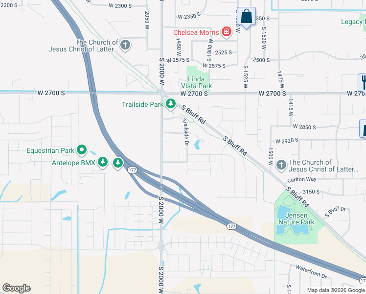 map of restaurants, bars, coffee shops, grocery stores, and more near 2894 Trailside Drive in Syracuse