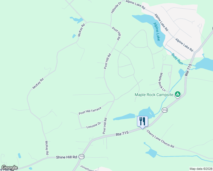 map of restaurants, bars, coffee shops, grocery stores, and more near Post Hill Road in Henryville
