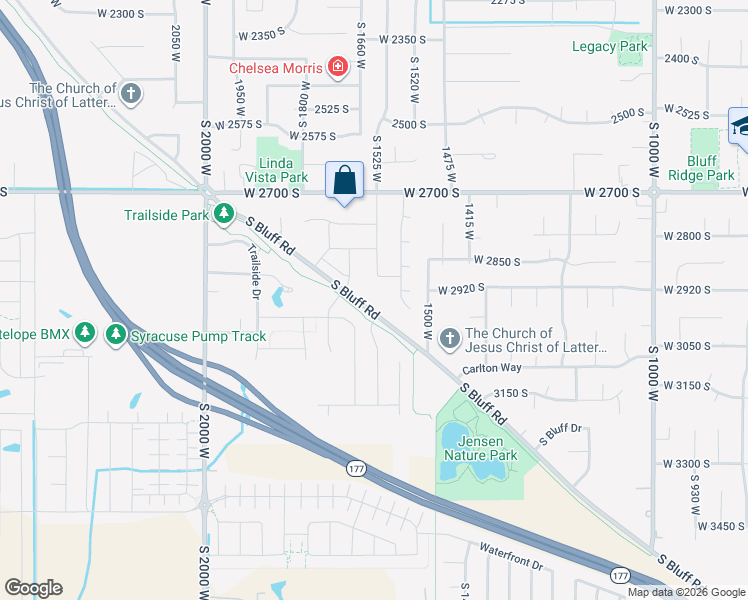 map of restaurants, bars, coffee shops, grocery stores, and more near 2955 South Bluff Road in Syracuse