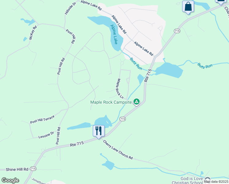 map of restaurants, bars, coffee shops, grocery stores, and more near 206 Rocky Ridge in Henryville