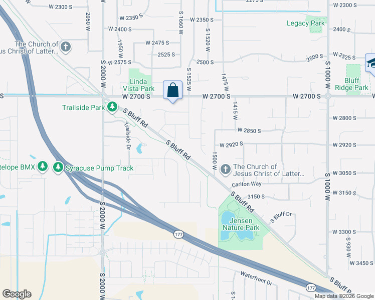 map of restaurants, bars, coffee shops, grocery stores, and more near 2955 South Bluff Road in Syracuse