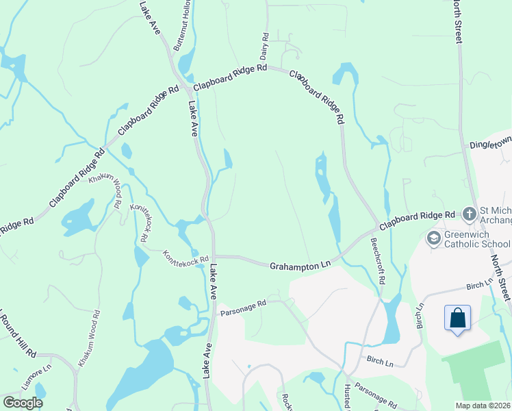 map of restaurants, bars, coffee shops, grocery stores, and more near 12 Wooddale Road in Greenwich