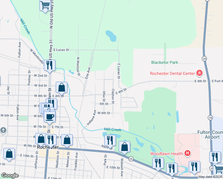 map of restaurants, bars, coffee shops, grocery stores, and more near 15 Clayton Street in Rochester