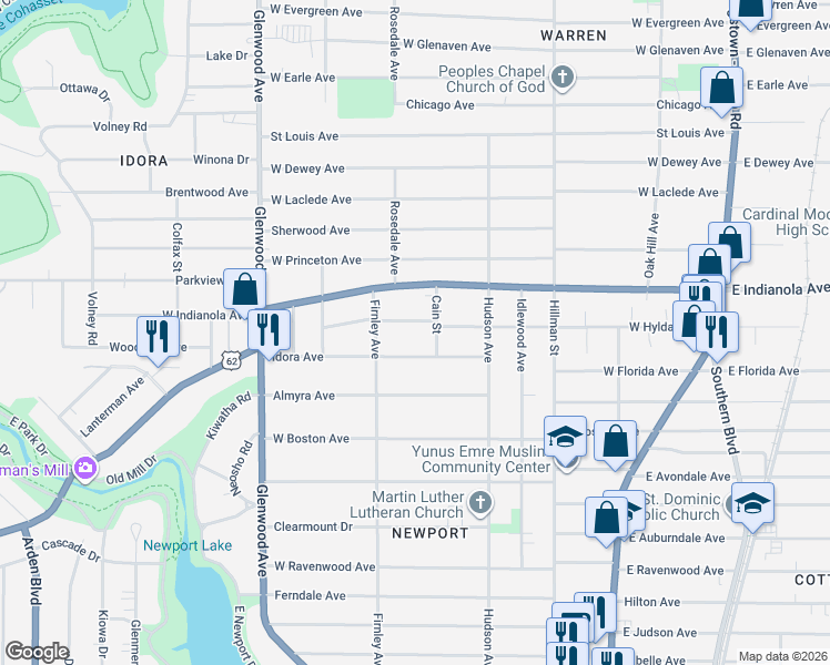 map of restaurants, bars, coffee shops, grocery stores, and more near 463 West Hylda Avenue in Youngstown