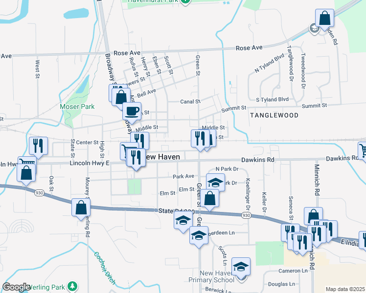 map of restaurants, bars, coffee shops, grocery stores, and more near 1211 Hartzell Street in New Haven