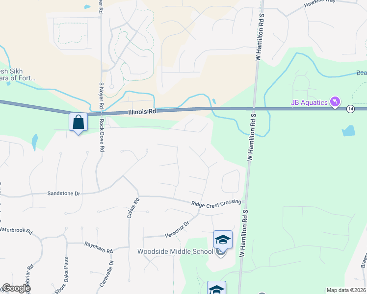 map of restaurants, bars, coffee shops, grocery stores, and more near 1409 Summit Reserve Drive in Fort Wayne