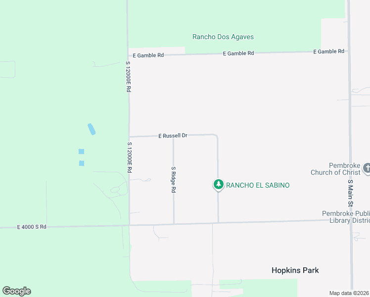 map of restaurants, bars, coffee shops, grocery stores, and more near 3653 South Ridge Road in Hopkins Park