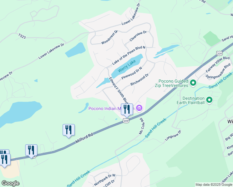 map of restaurants, bars, coffee shops, grocery stores, and more near 153 Edward F Smith Boulevard in East Stroudsburg