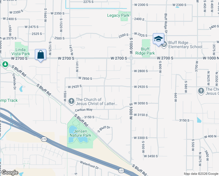 map of restaurants, bars, coffee shops, grocery stores, and more near 1167 W 2920 S in Syracuse