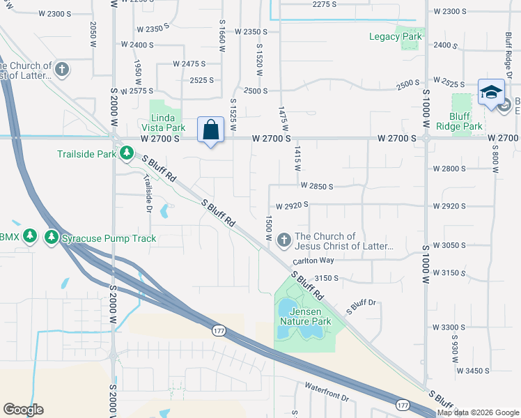 map of restaurants, bars, coffee shops, grocery stores, and more near 1536 2925 South in Syracuse