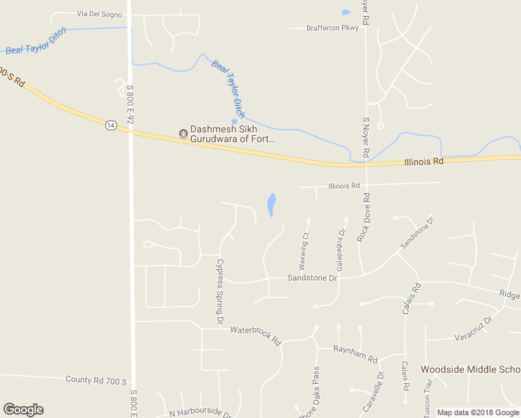 map of restaurants, bars, coffee shops, grocery stores, and more near 14830 Blue Reef Drive in Fort Wayne