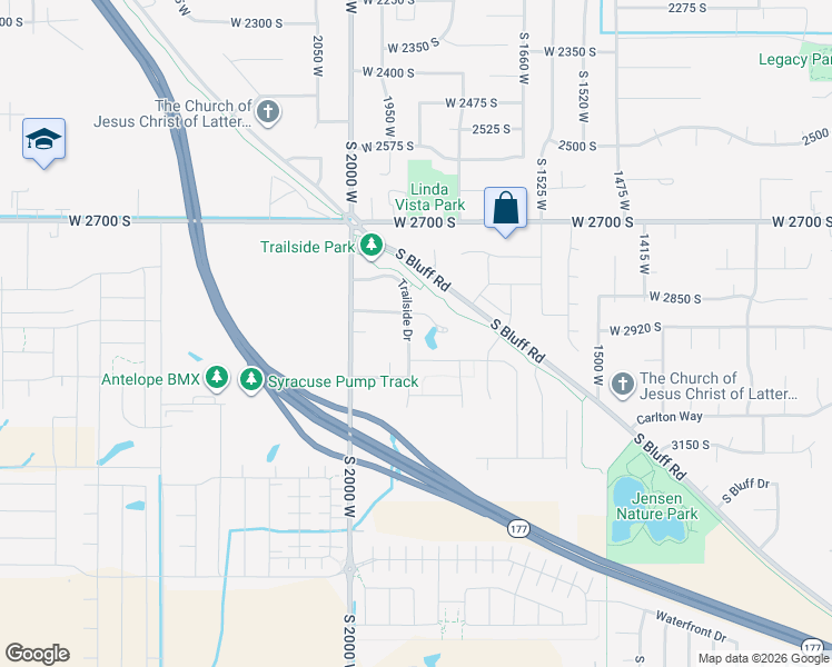 map of restaurants, bars, coffee shops, grocery stores, and more near 2875 Trailside Drive in Syracuse
