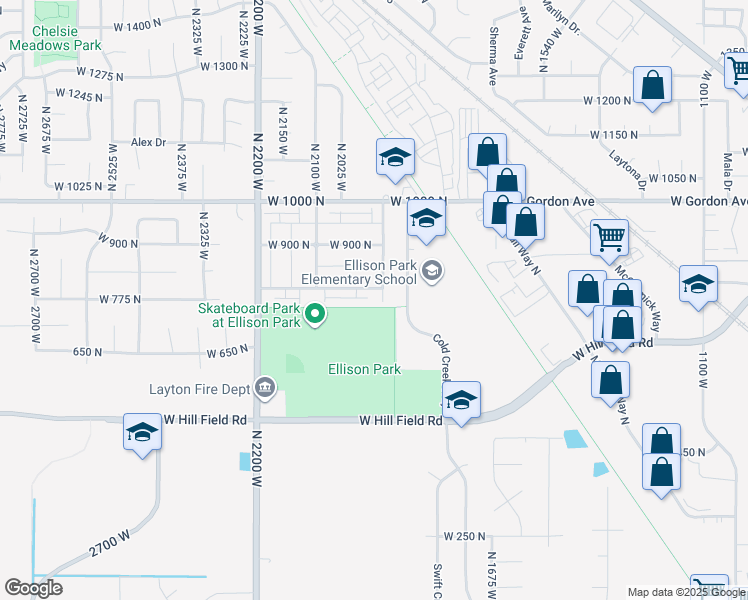 map of restaurants, bars, coffee shops, grocery stores, and more near 779 North 1925 West in Layton
